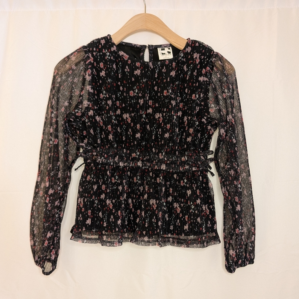 🔴5/$25 Floral Black Sheer Girl's Top